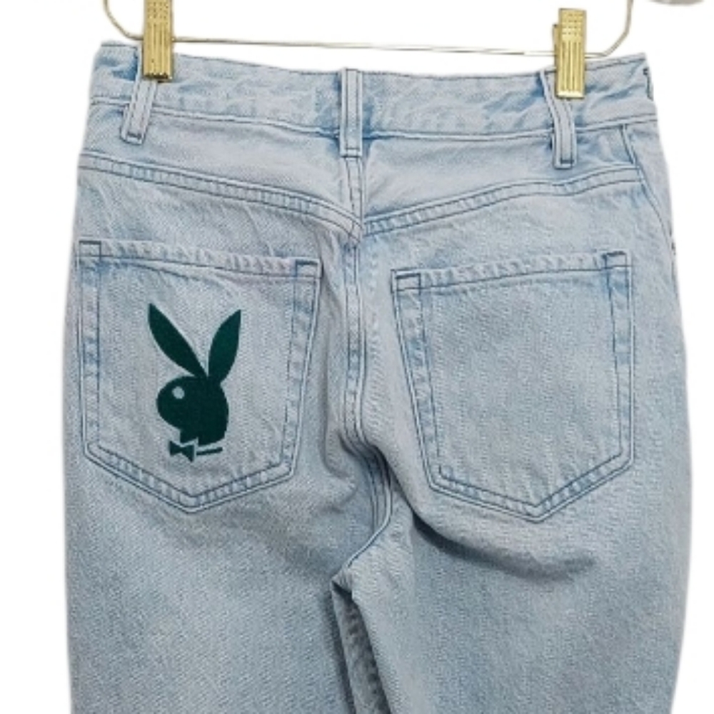 Playboy By Pacsun Women's Size 26 Jeans Light Wash Blue High Rise Bunny Logo